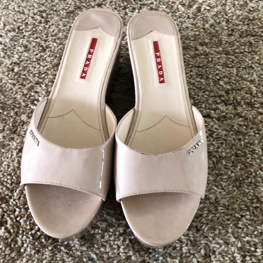 Prada Patent Platform Slides